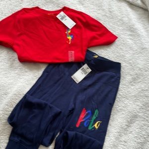 Brand new size 8 Polo by Ralph Lauren sweatpants and t-shirt.